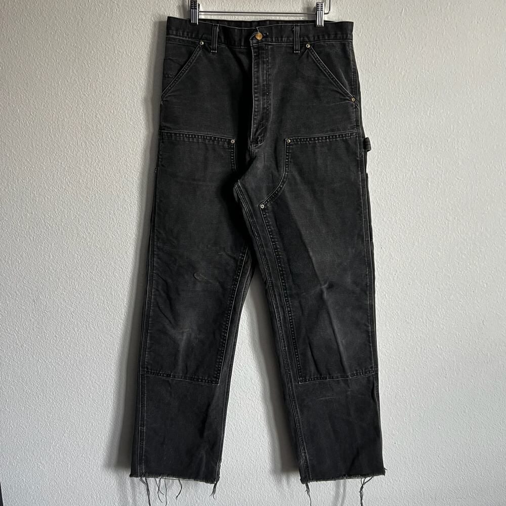 Carhartt B01 BLK faded black double knee work wear carpenter pants